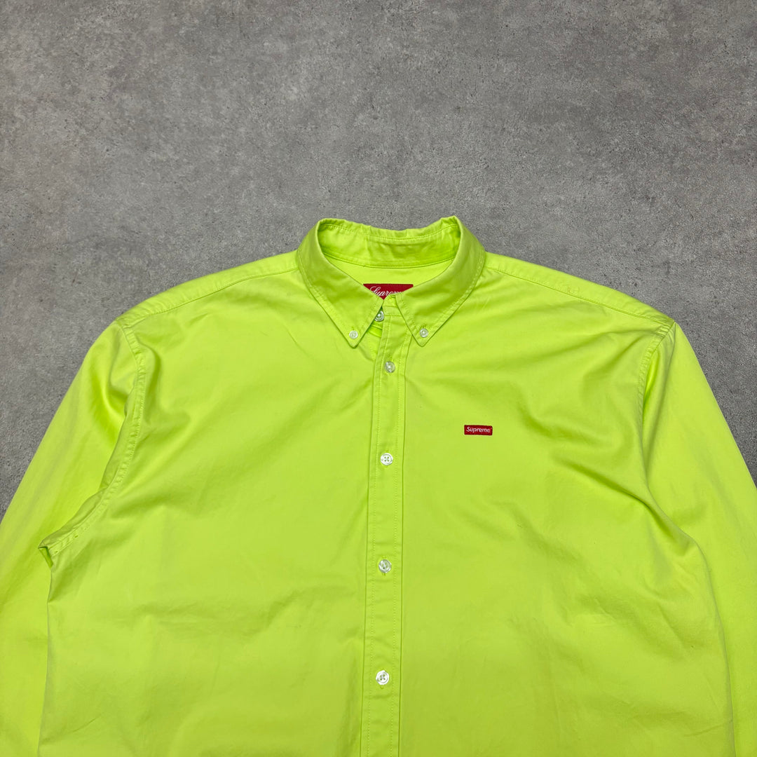 Supreme Bright Green Long Sleeve Collared Shirt (M)