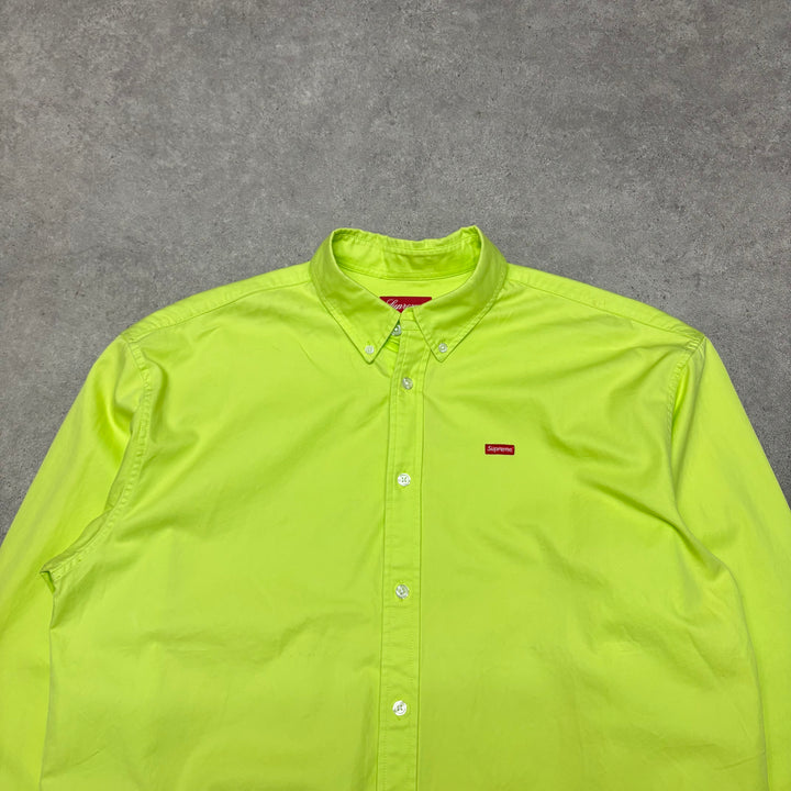 Supreme Bright Green Long Sleeve Collared Shirt (M)