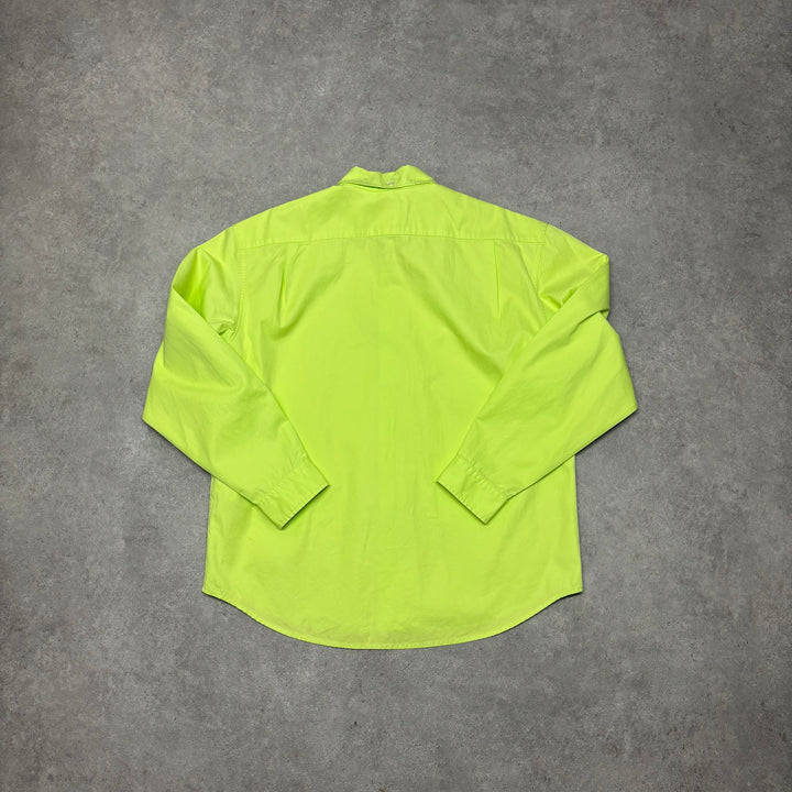 Supreme Bright Green Long Sleeve Collared Shirt (M)