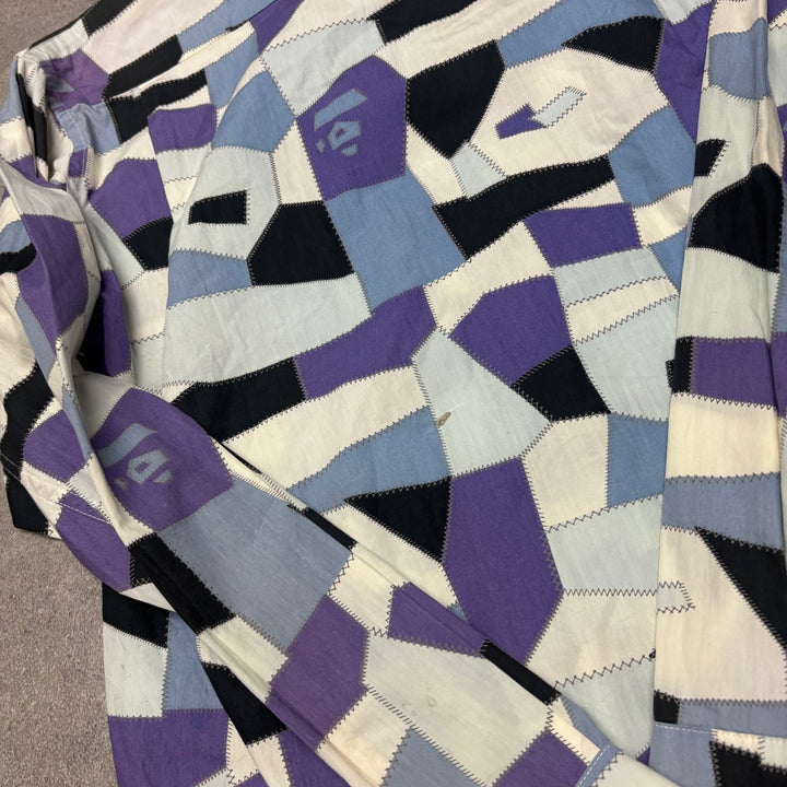 Bape A Bathing Ape Long Sleeve Blue Patterned Shirt (S)