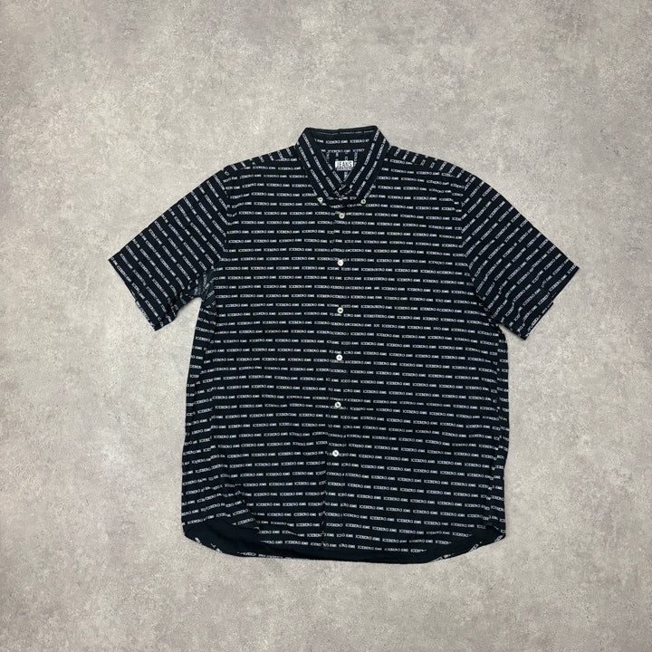 Iceberg Jeans Black Short Sleeve Shirt (XL)