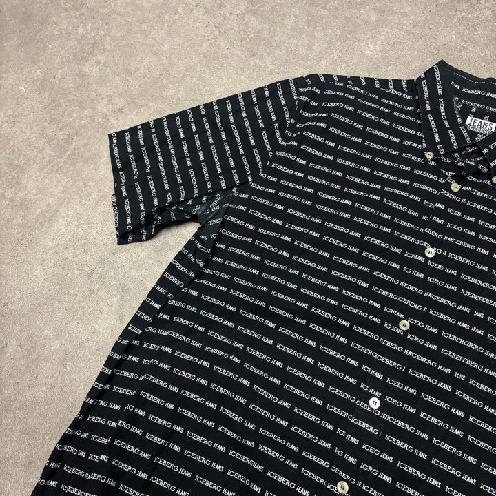 Iceberg Jeans Black Short Sleeve Shirt (XL)