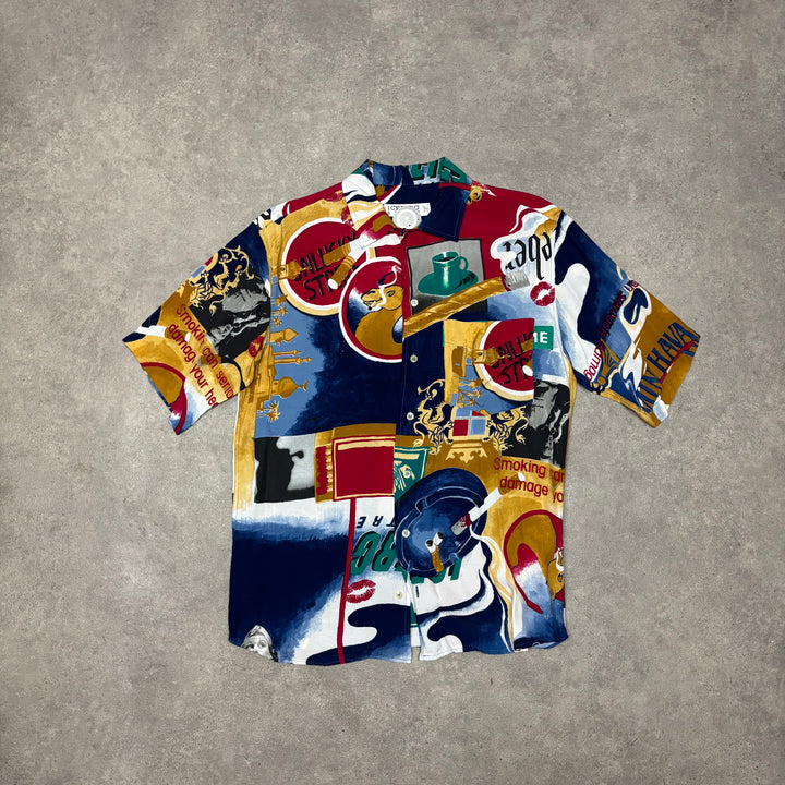 Iceberg Camel Cigarette Print Short Sleeve Shirt (S)