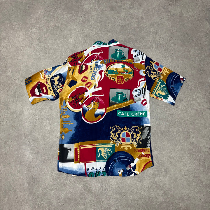 Iceberg Camel Cigarette Print Short Sleeve Shirt (S)