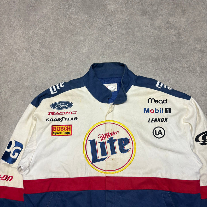 Vintage Nascar Miller Lite White Racing Jacket (L)