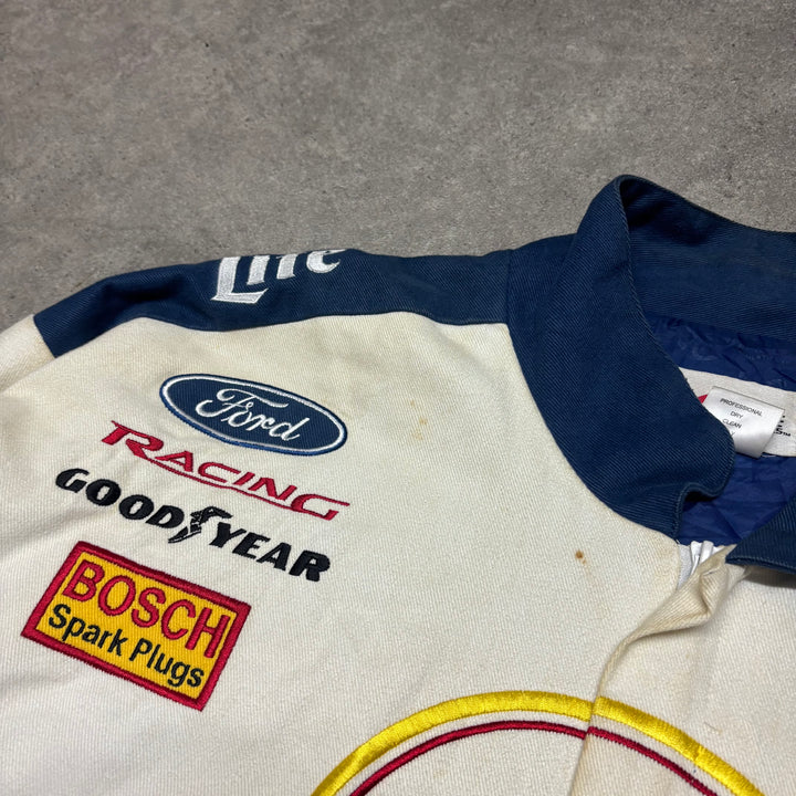 Vintage Nascar Miller Lite White Racing Jacket (L)