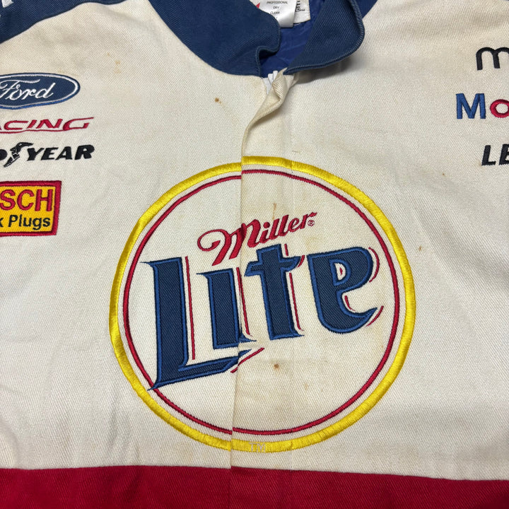 Vintage Nascar Miller Lite White Racing Jacket (L)