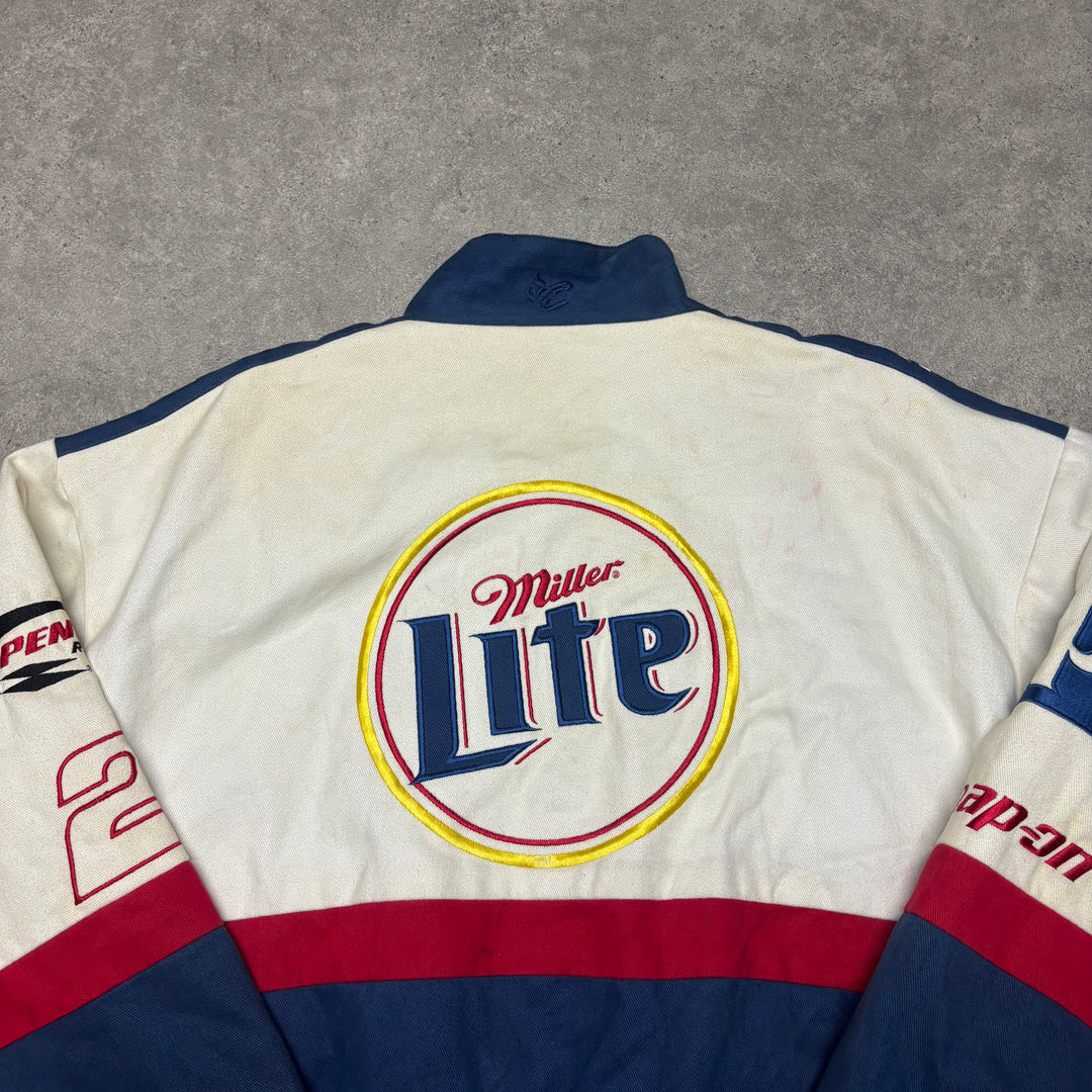 Vintage Nascar Miller Lite White Racing Jacket (L)