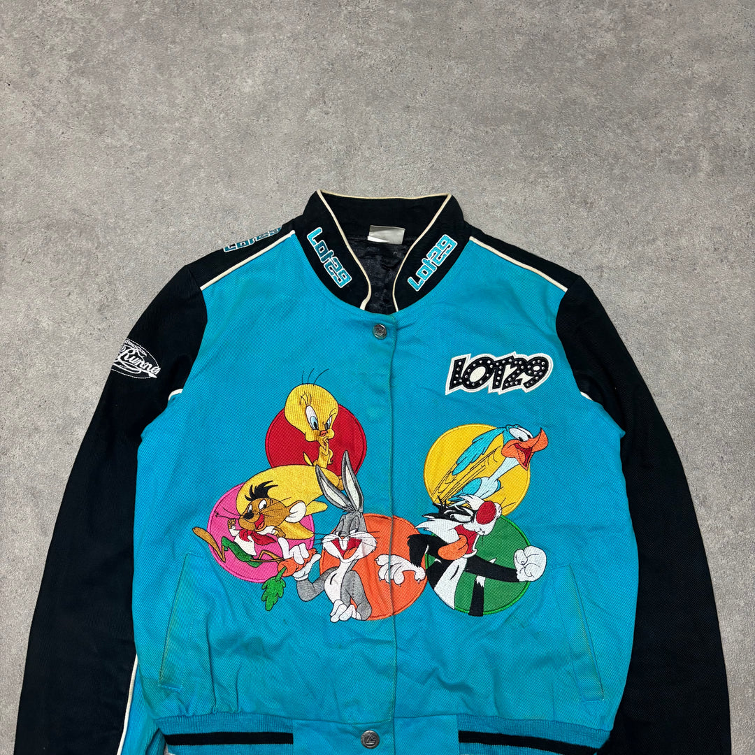 Vintage Looney Tunes Blue Nascar Jacket (Women's XS)