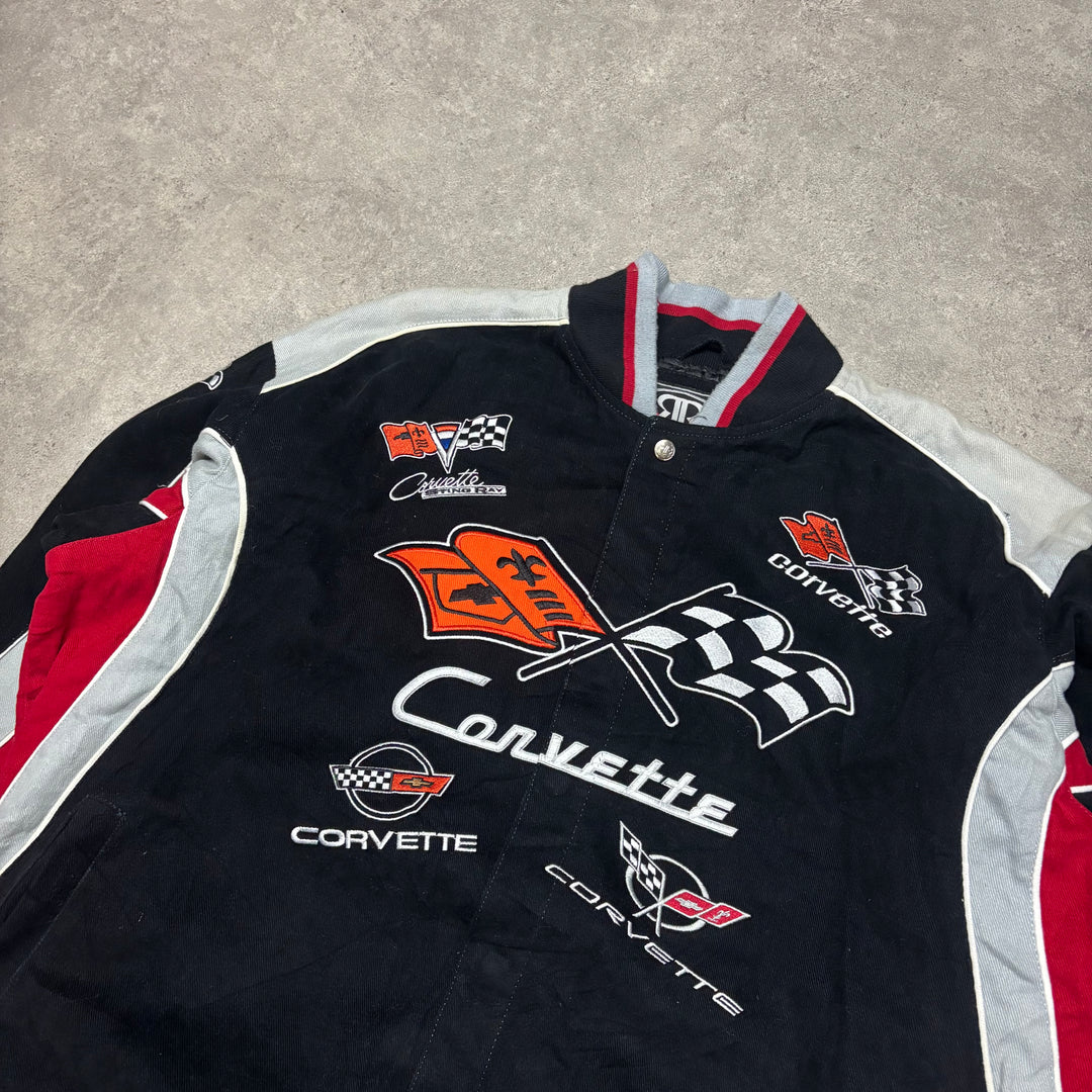 Vintage Nascar Corvette Black Racing Jacket (XXL)