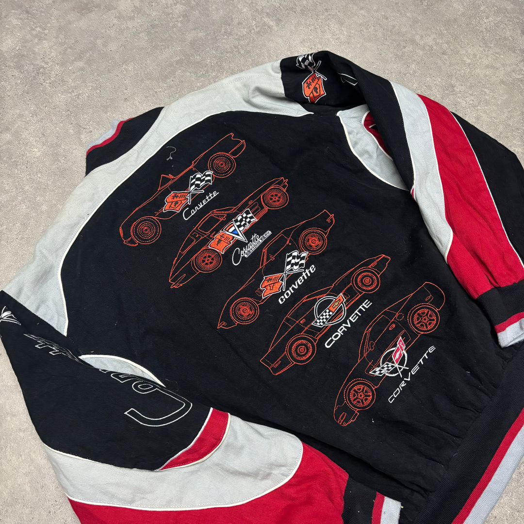 Vintage Nascar Corvette Black Racing Jacket (XXL)