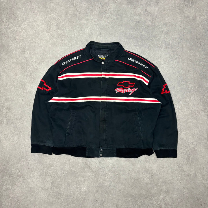 Vintage Nascar Black Chevrolet Racing Jacket (XXL)