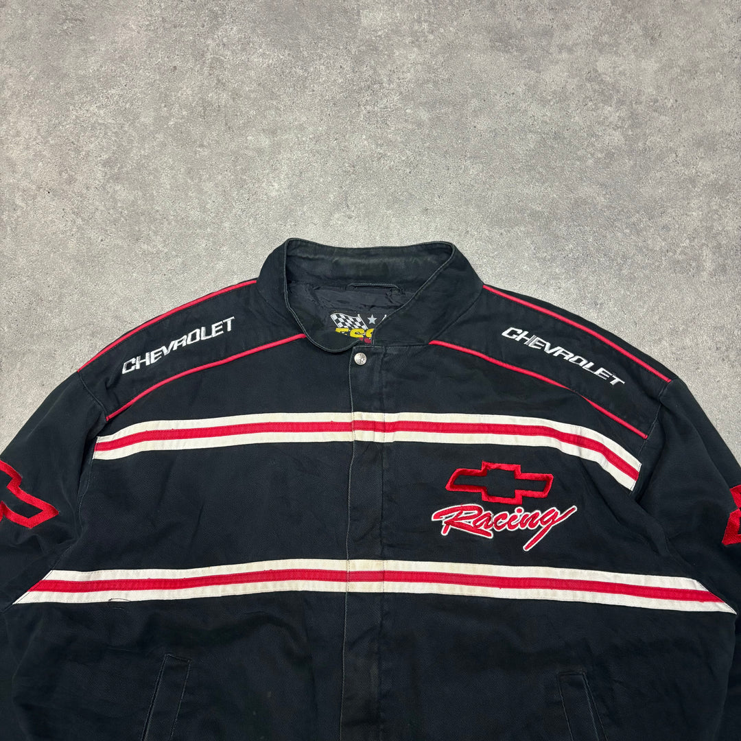 Vintage Nascar Black Chevrolet Racing Jacket (XXL)