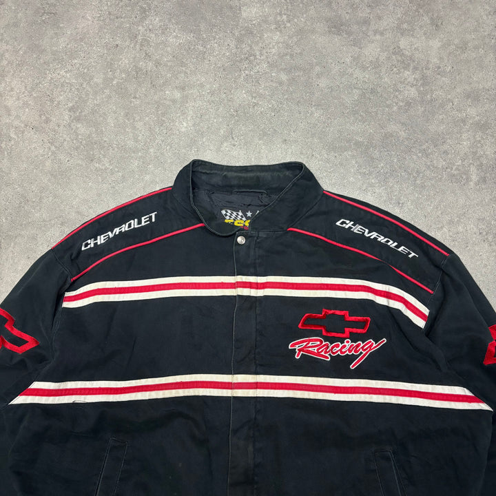 Vintage Nascar Black Chevrolet Racing Jacket (XXL)