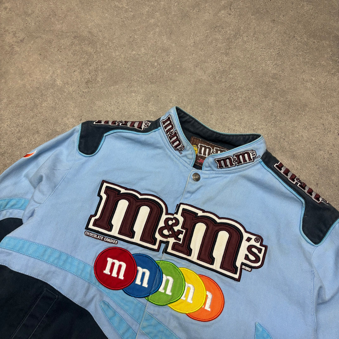 Vintage Nascar M&M Blue Racing Jacket (Women XS)