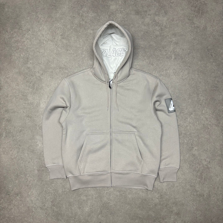 Palace Grey Thermal Fleece Facemask Full Zip Hoodie (M)