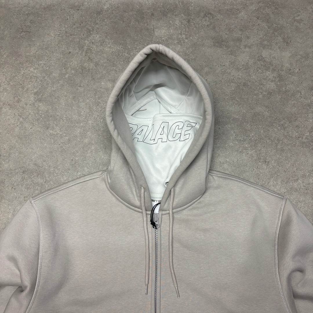 Palace Grey Thermal Fleece Facemask Full Zip Hoodie (M)