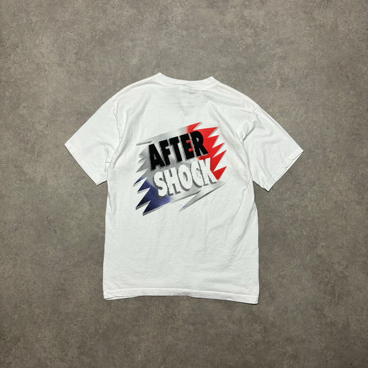 90's Vintage White 'After Shock Graphic T-Shirt (L)