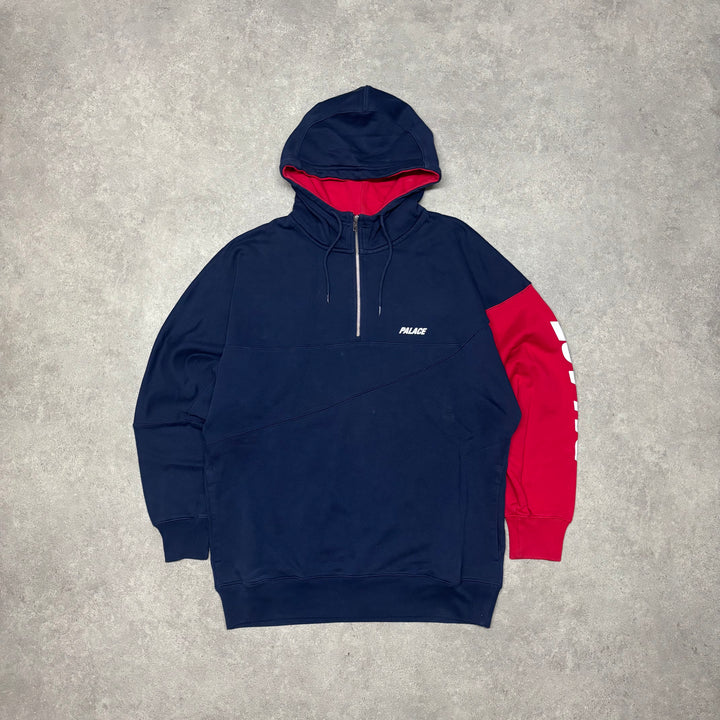 Palace Navy & Red Quarter Zip Hoodie (XL)