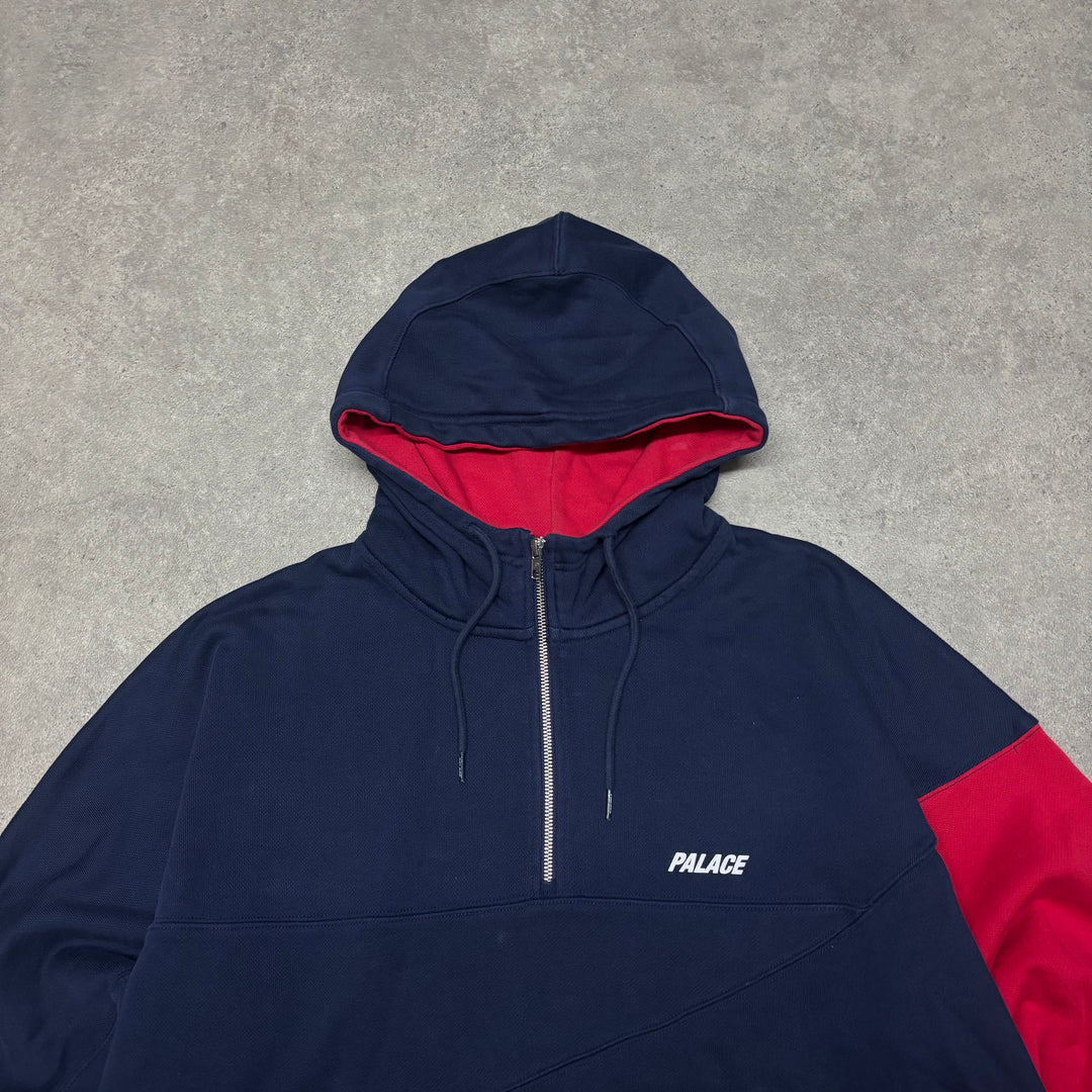 Palace Navy & Red Quarter Zip Hoodie (XL)