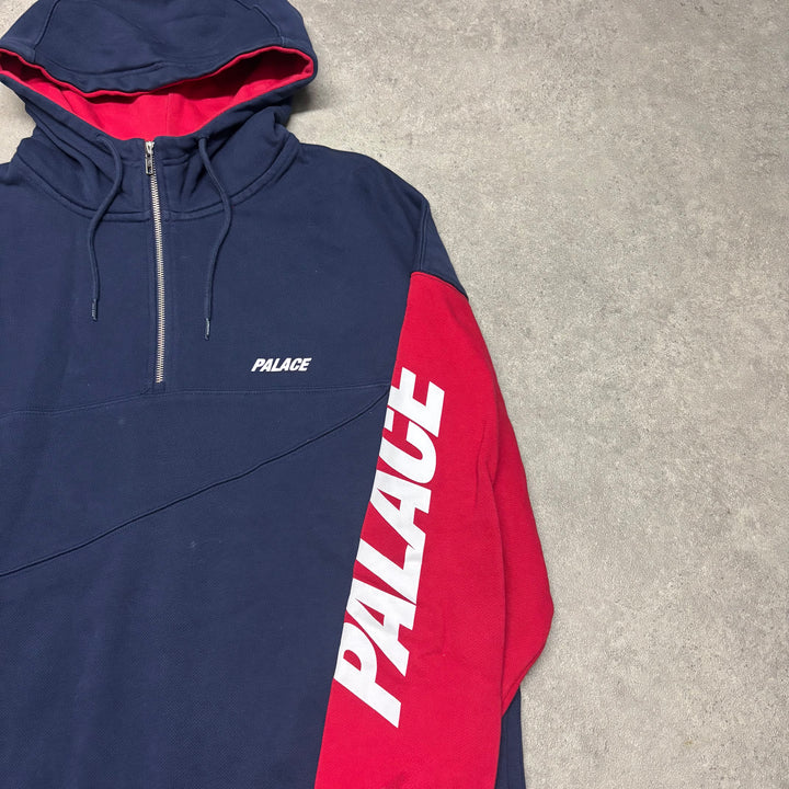 Palace Navy & Red Quarter Zip Hoodie (XL)