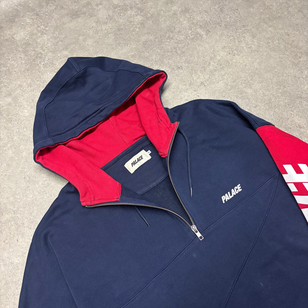 Palace Navy & Red Quarter Zip Hoodie (XL)