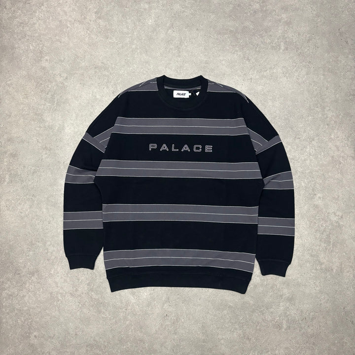 Palace Black Striped Crewneck Sweatshirt (L)