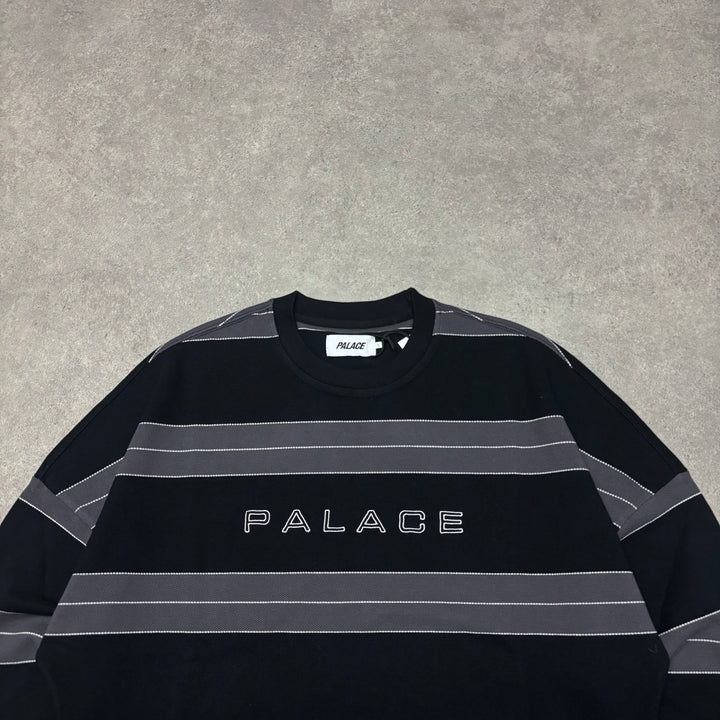 Palace Black Striped Crewneck Sweatshirt (L)