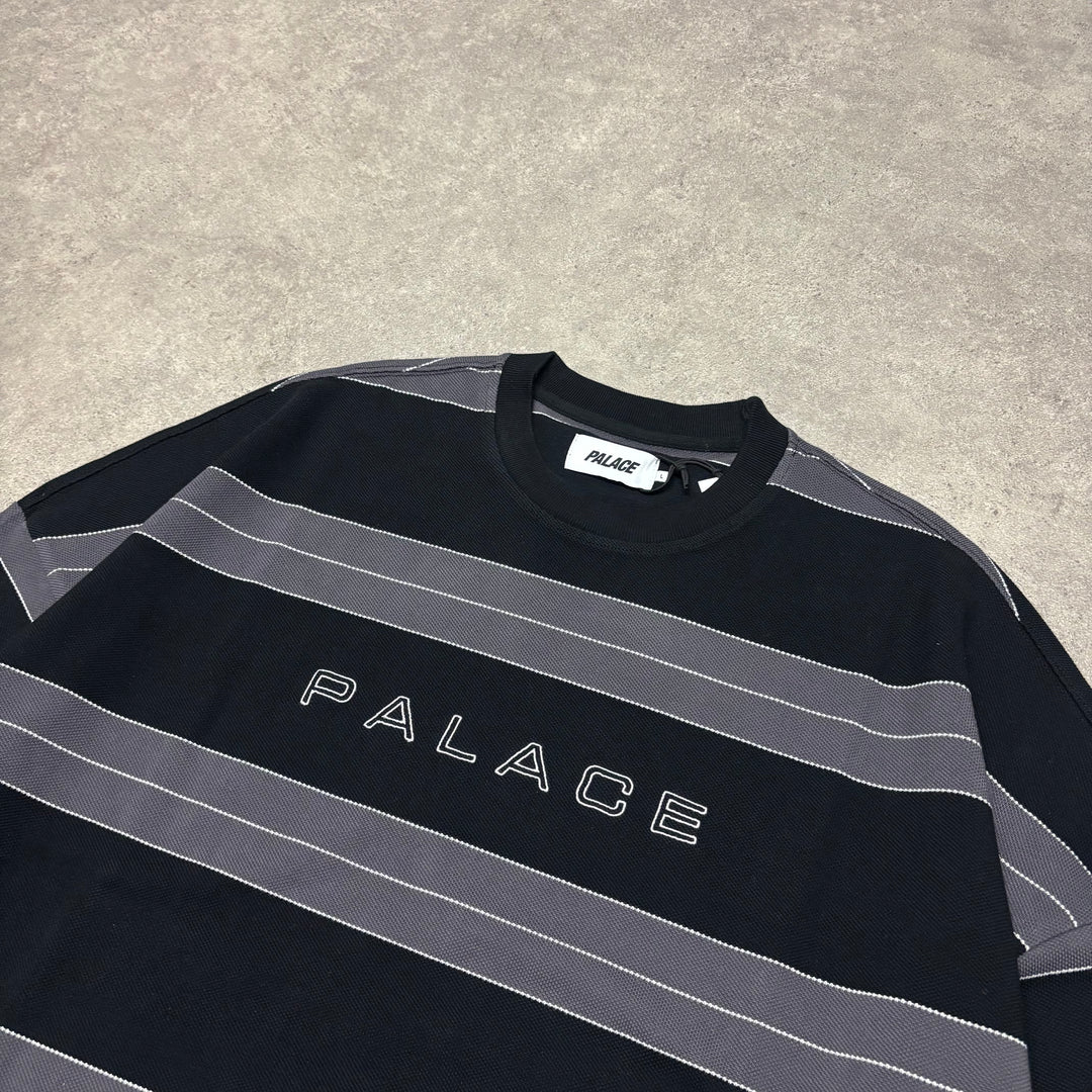 Palace Black Striped Crewneck Sweatshirt (L)