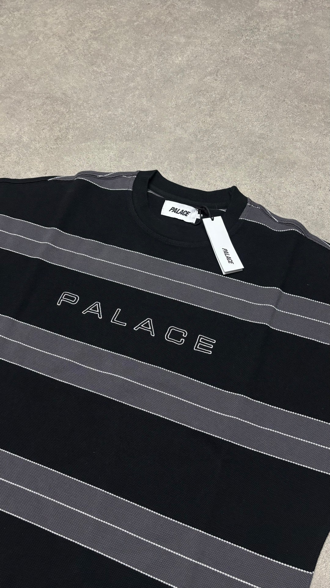 Palace Black Striped Crewneck Sweatshirt (L)