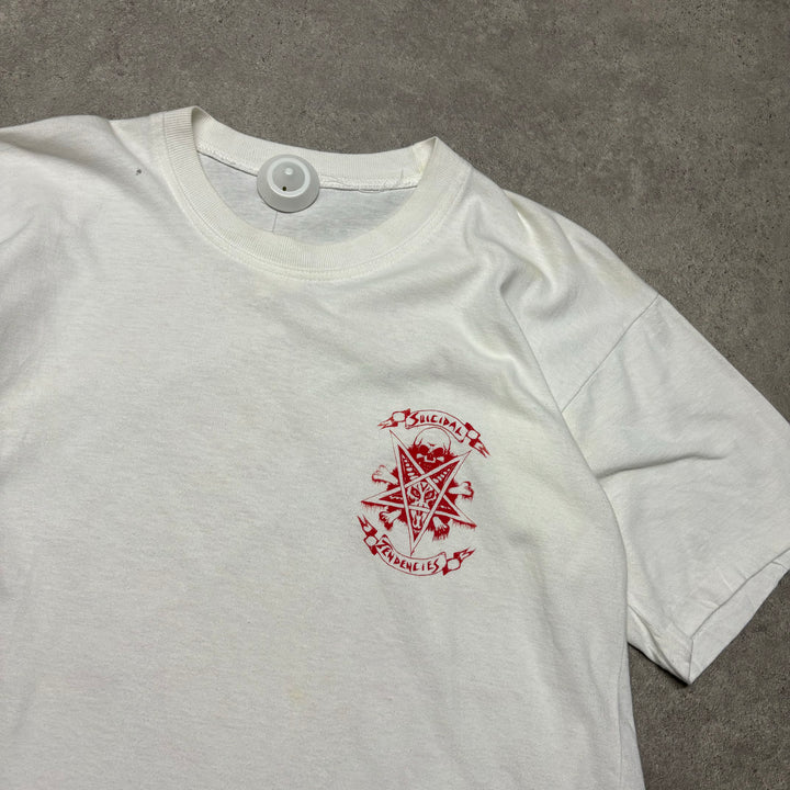 90's Vintage White 'Suicidal Tendencies' Tour Graphic T-Shirt (M)