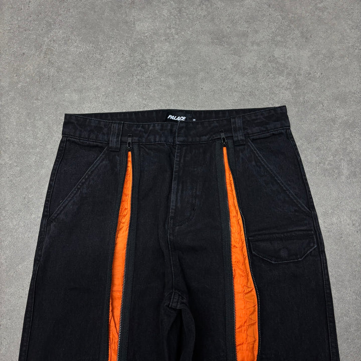 Palace Zipped Flight Black Denim Jeans (30x30)