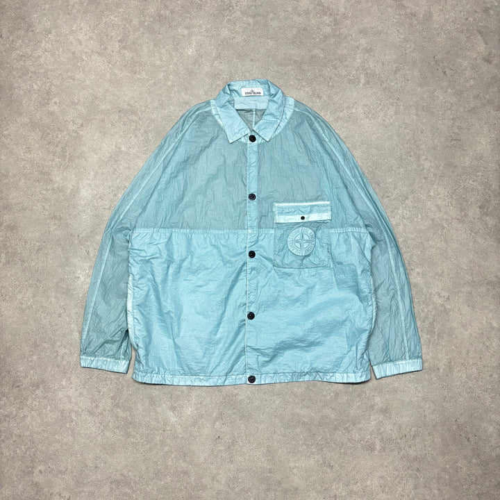 Stone Island Compass Patch Garment Dye Blue Jacket (XL)