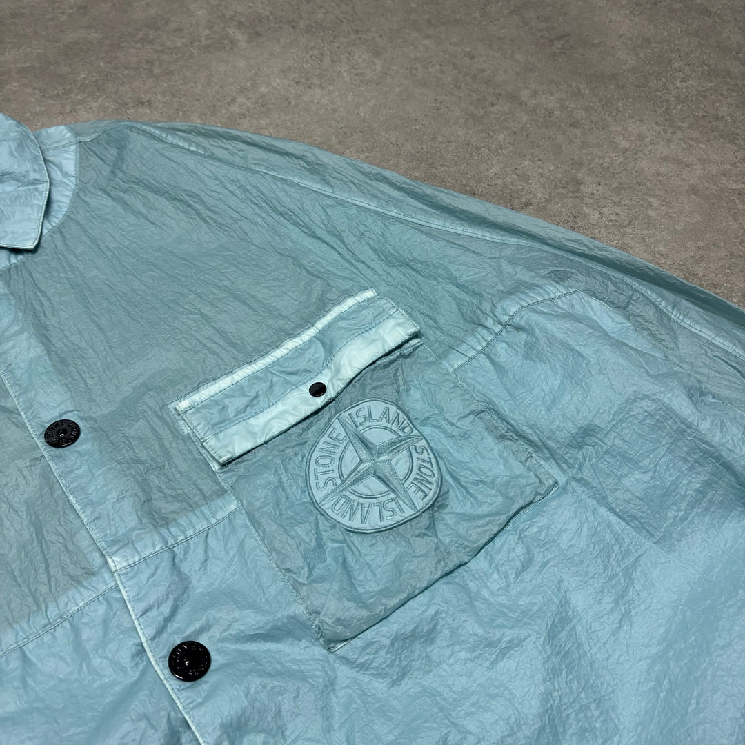 Stone Island Compass Patch Garment Dye Blue Jacket (XL)