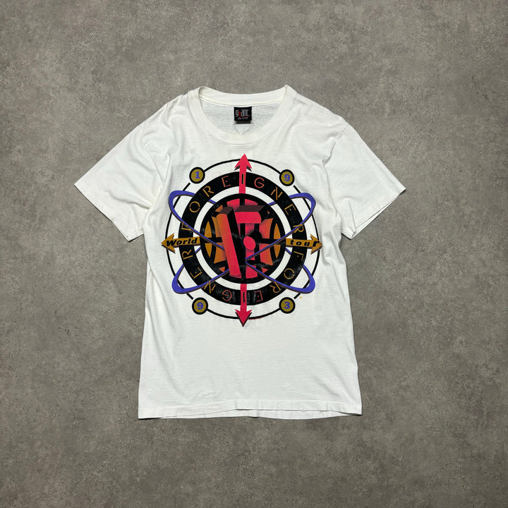 90's Vintage White 'Foreign World Tour' Graphic T-Shirt (M)