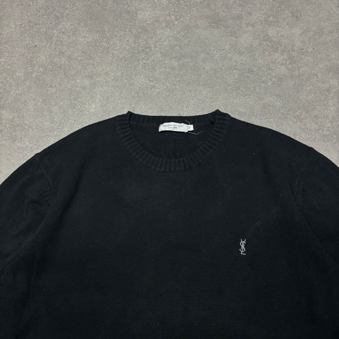 Vintage Yves Saint Laurent Black Heavyweight Knitted Sweater (L)