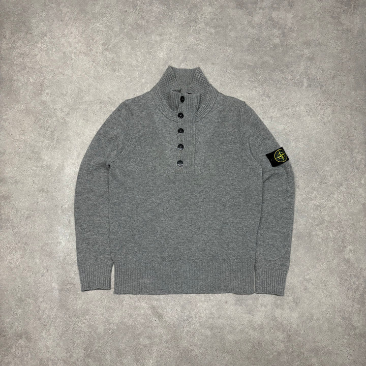 Vintage Stone Island Grey Quarter Zip Heavy Knitted Sweater (M)