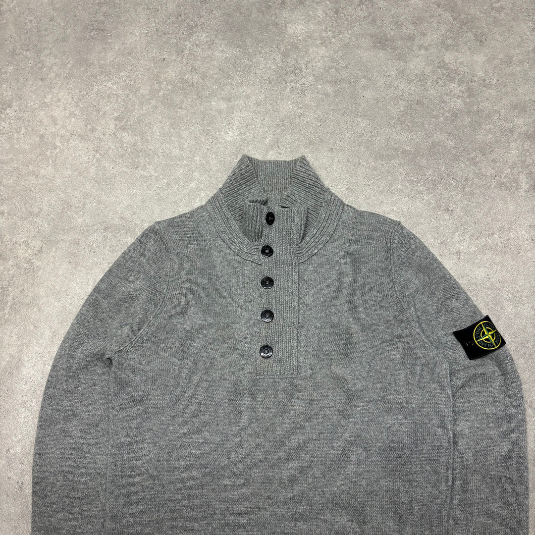 Vintage Stone Island Grey Quarter Zip Heavy Knitted Sweater (M)