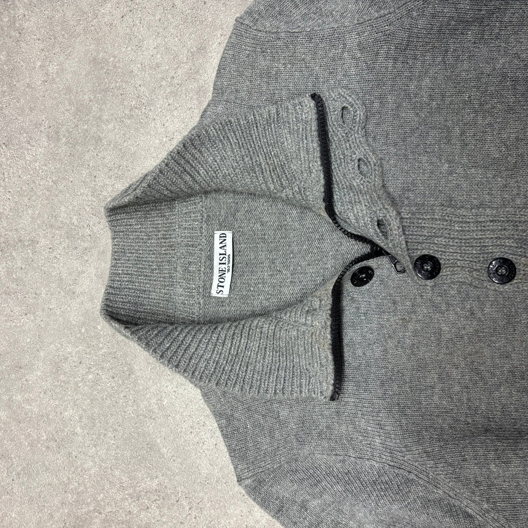 Vintage Stone Island Grey Quarter Zip Heavy Knitted Sweater (M)