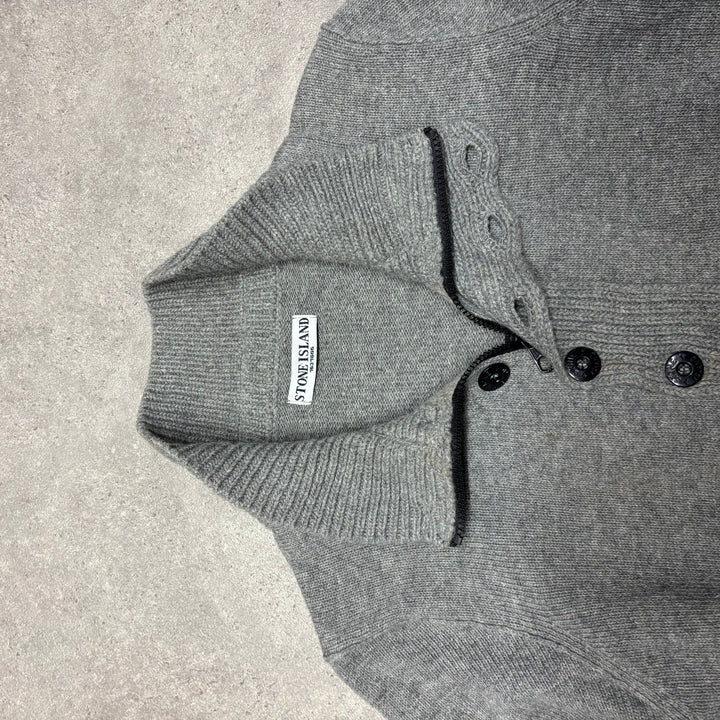 Vintage Stone Island Grey Quarter Zip Heavy Knitted Sweater (M)