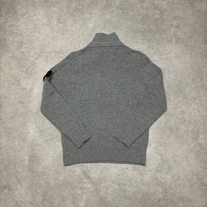 Vintage Stone Island Grey Quarter Zip Heavy Knitted Sweater (M)