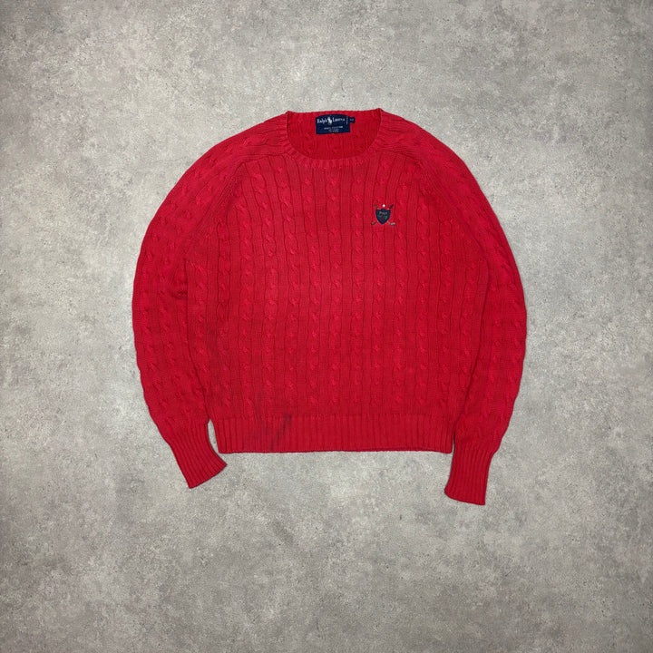 Vintage Polo Ralph Lauren Red Cable Knitted Sweater (M)