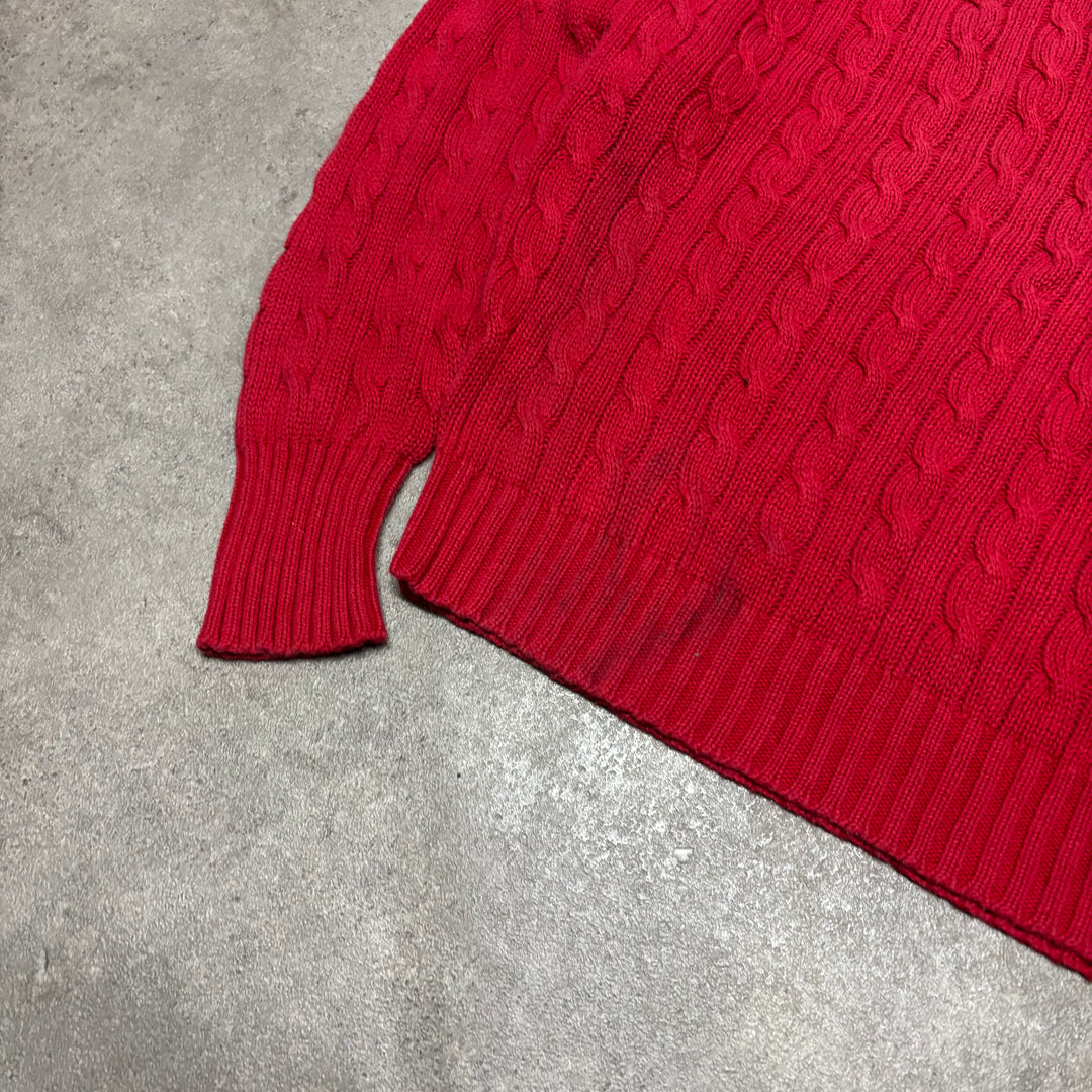 Vintage Polo Ralph Lauren Red Cable Knitted Sweater (M)