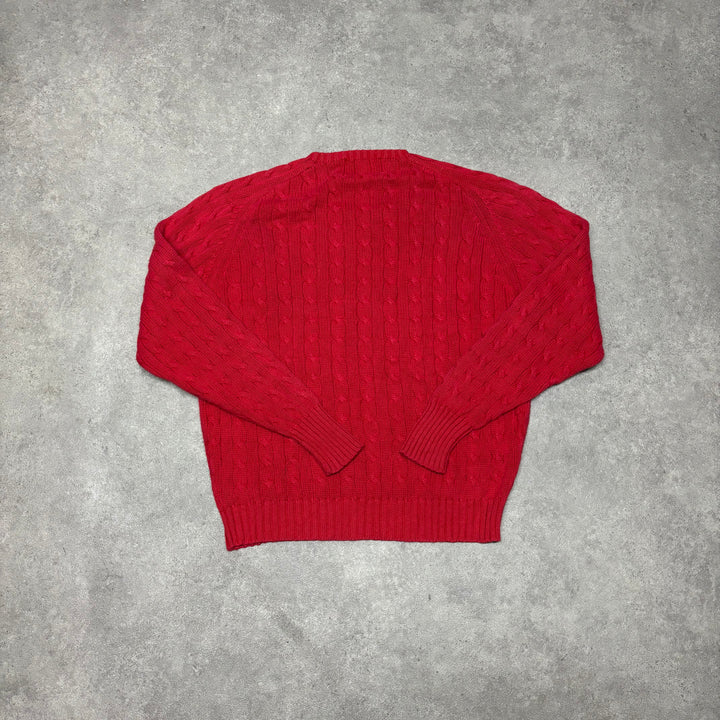 Vintage Polo Ralph Lauren Red Cable Knitted Sweater (M)