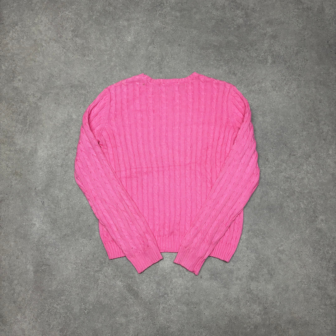 Vintage Polo Ralph Lauren Pink Cable Knitted Sweater (M)