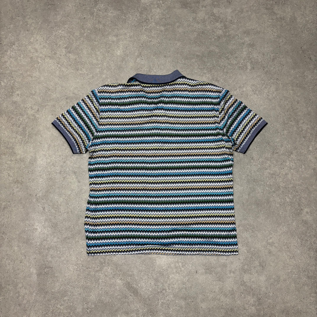 Vintage Missoni Sports Striped Blue Polo Shirt (M)