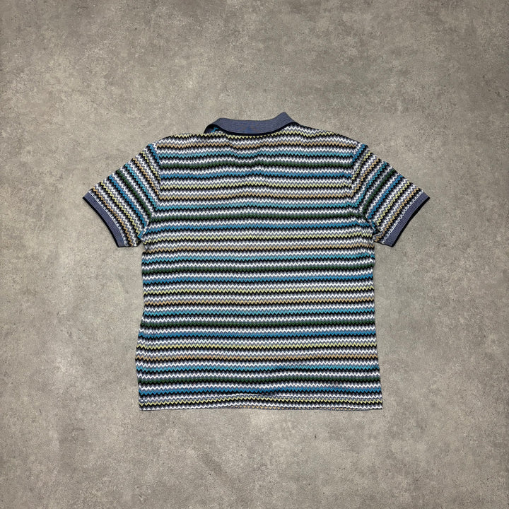 Vintage Missoni Sports Striped Blue Polo Shirt (M)