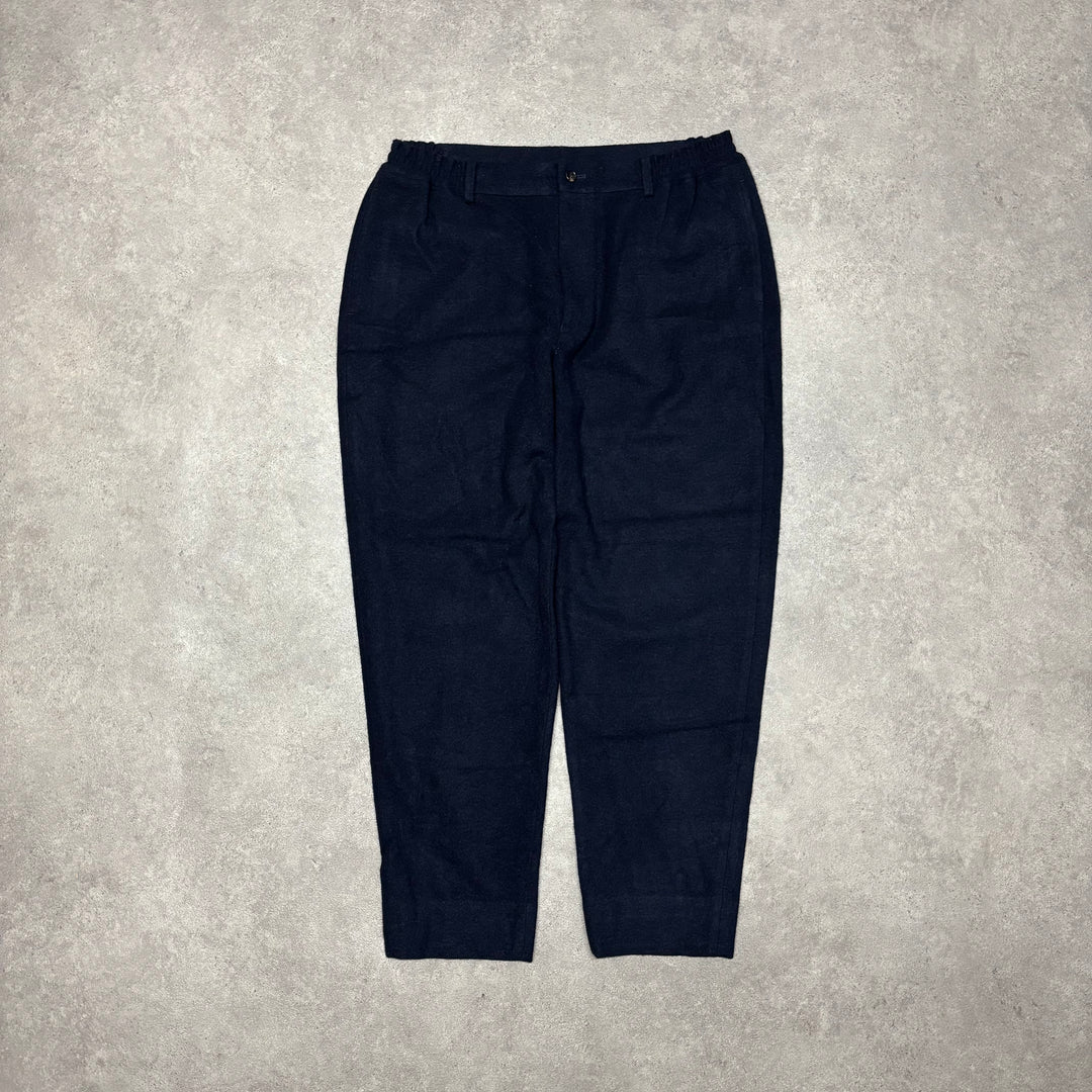 Comme De Garçons Wool Navy Elasticated Navy Trousers (XL)