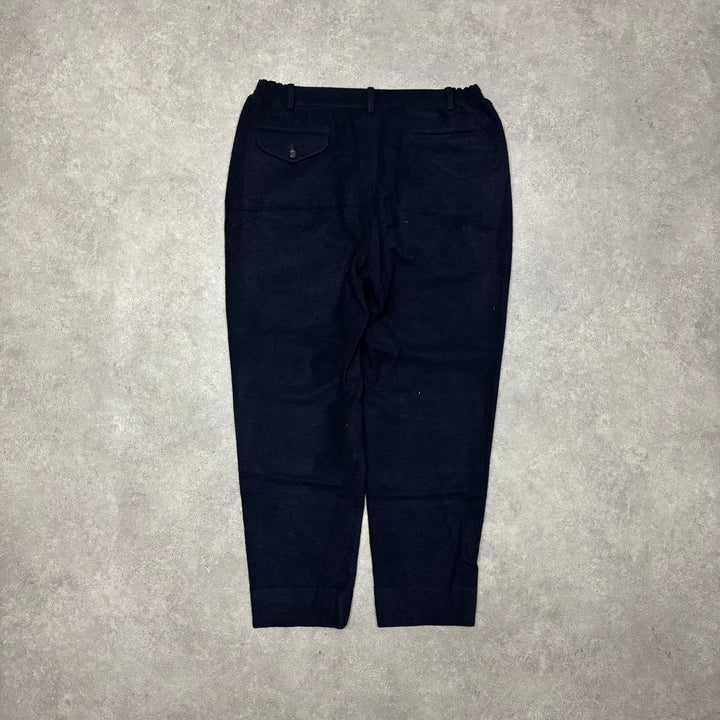 Comme De Garçons Wool Navy Elasticated Navy Trousers (XL)