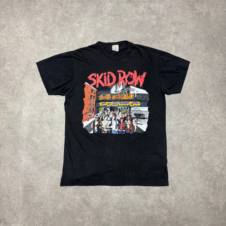 rare Vintage 1989 Skid Row Tour Black Graphic T-Shirt (M)